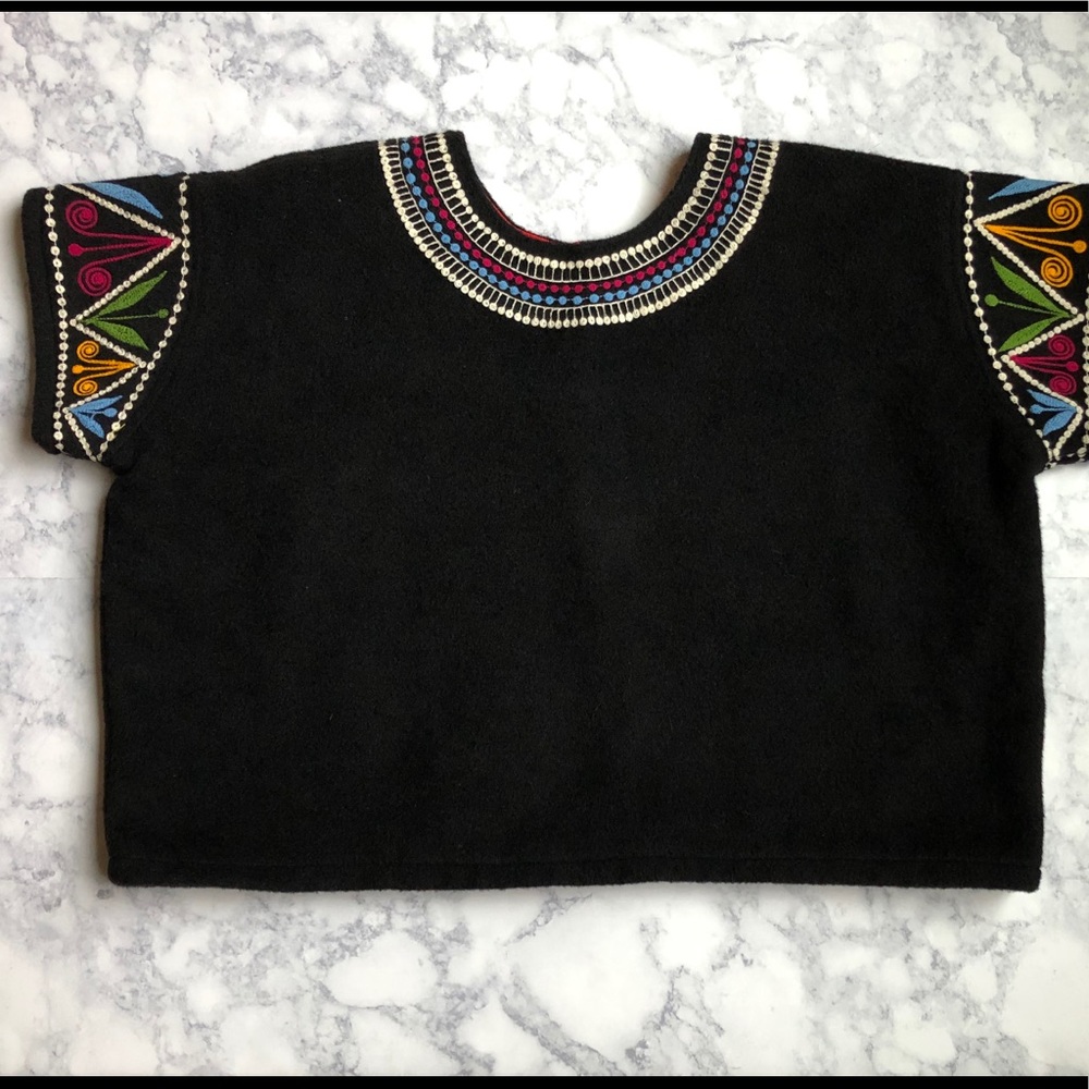 VINTAGE CAROLINA K Boho Anthropologie Wool Sweater Shirt Capelet Style Top